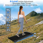 Lichico Running Treadmill Walking Pad w/Incline Remote Control for Home/Office, 2.5HP Brushless Motorized Compact Walking Jogging Machine Portable Treadmill with 0.5-4 MPH Speed Range