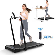 Lichico 2 in 1 Under Desk Treadmill, Walking Pad 3.0HP Brushless Motor 0.5-8.7MPH Foldable Walking Treadmill with APP Remote, Larger Running Belt, 2s Folding Treadmill for Home