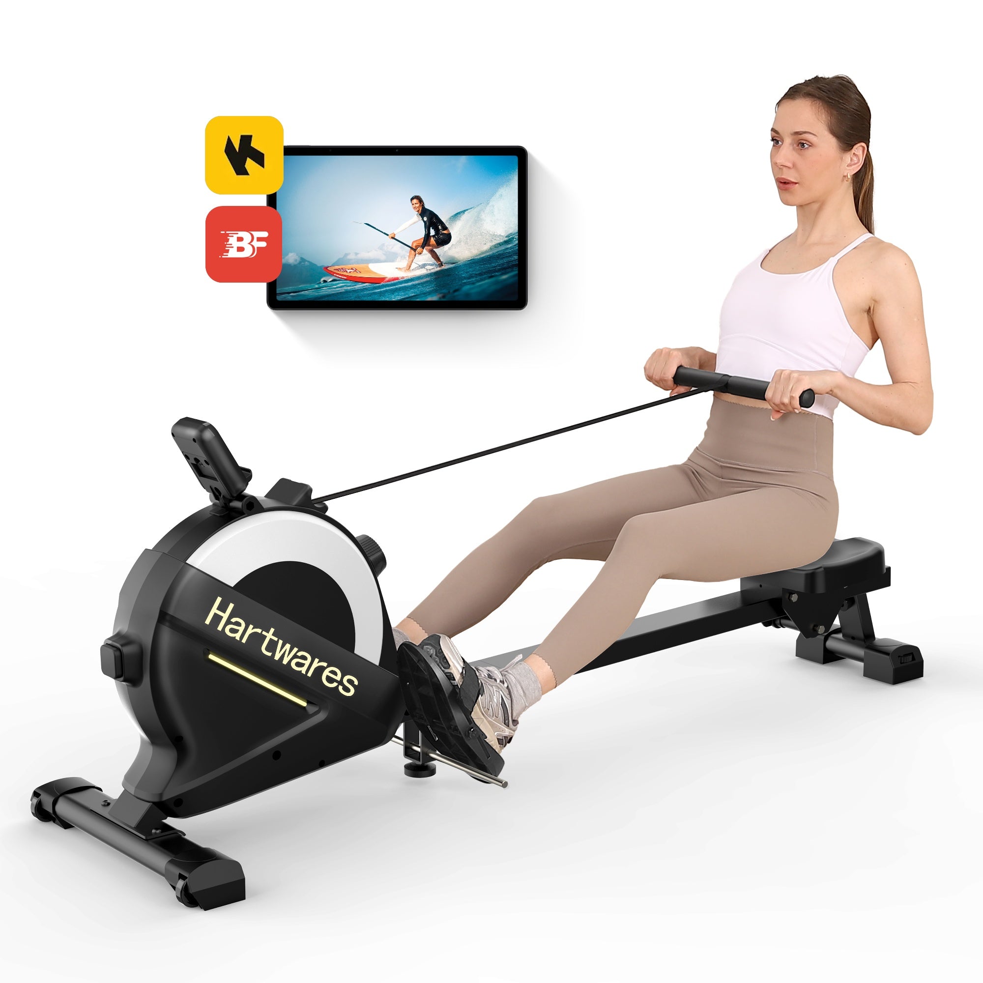 Lichico Rowing Machines for Home, Magnetic Rowing Machine with 77lbs High Resistance Rowing Machine, 16 Levels of Quiet Resistance, Rower Machine for Home, LCD Monitor App Compatible