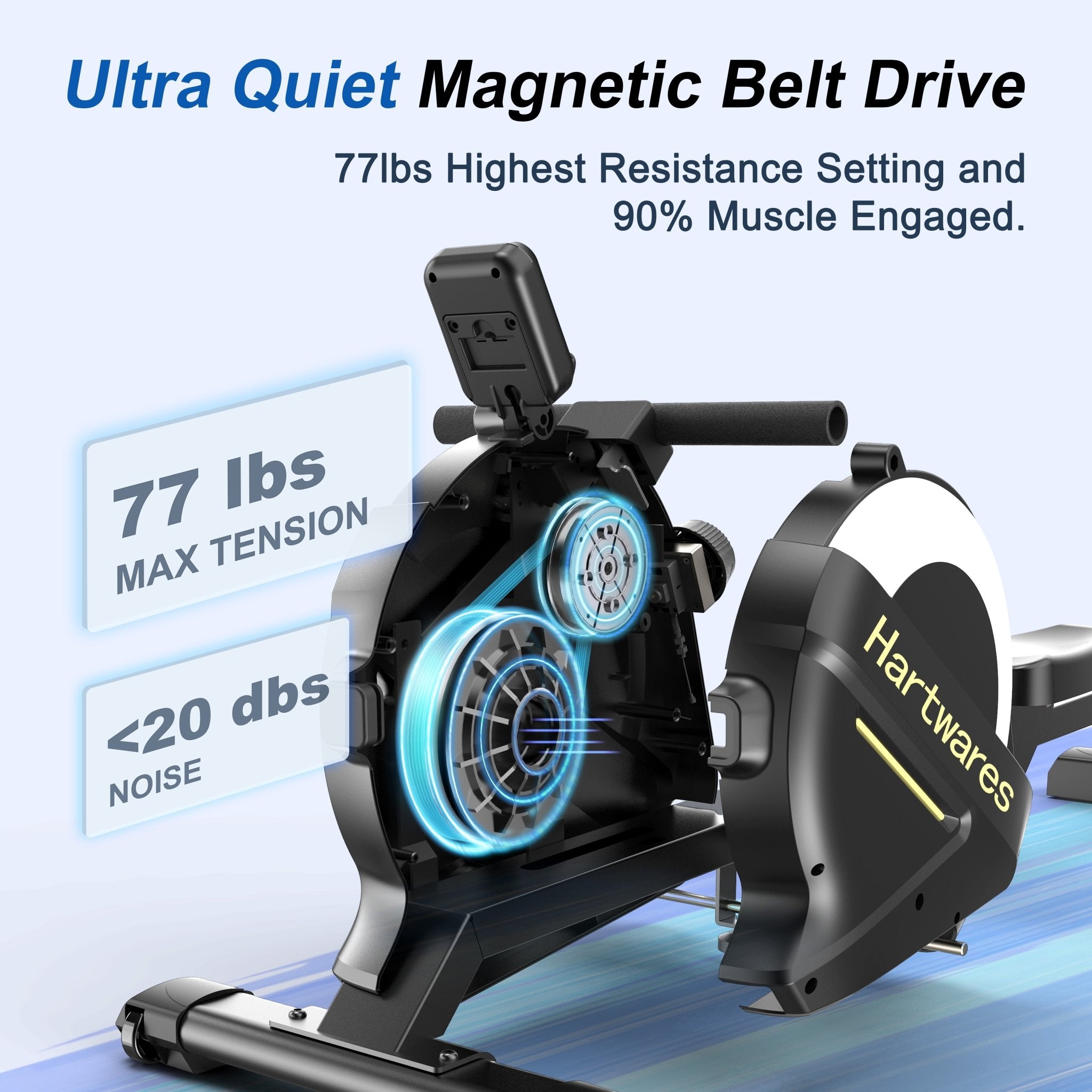 Lichico Rowing Machines for Home, Magnetic Rowing Machine with 77lbs High Resistance Rowing Machine, 16 Levels of Quiet Resistance, Rower Machine for Home, LCD Monitor App Compatible