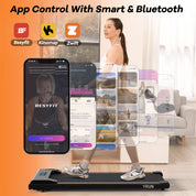 YRUN Walking Pad Under Desk Treadmill with Remote Control and LED for Home/Office, 2.5HP Brushless Motor Compact Walking Jogging Machine Portable Treadmill