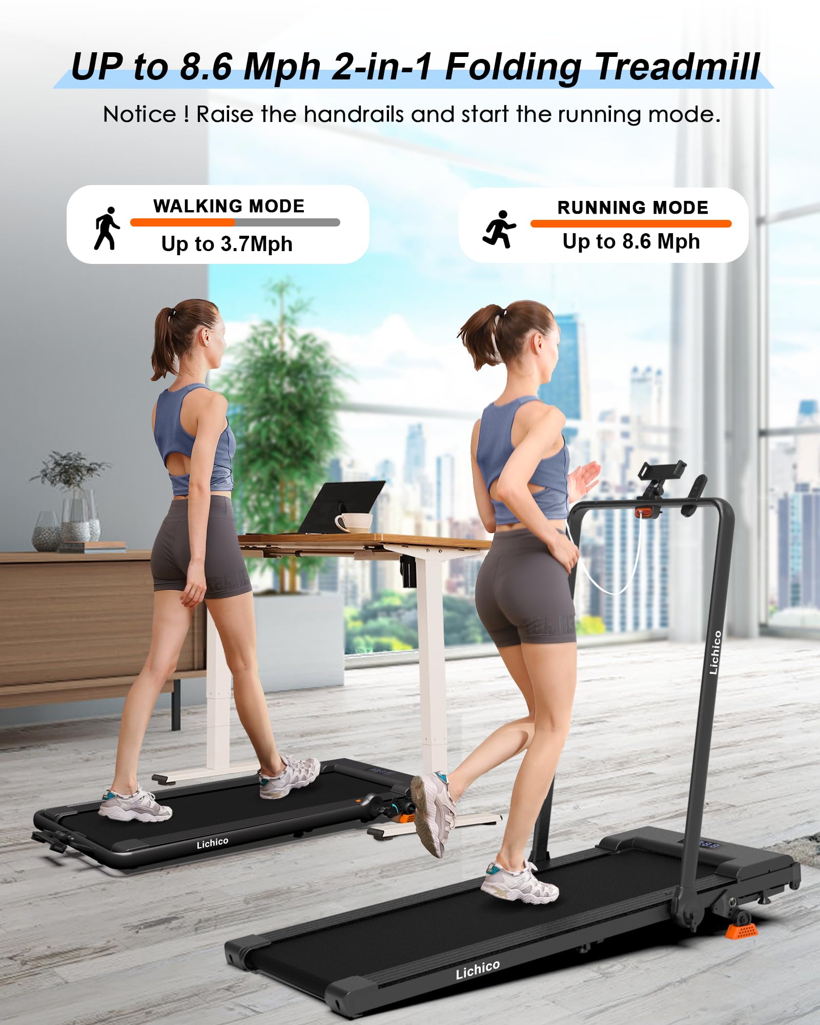 2-in-1 Adjustable Incline Treadmill AD4000 | Lichico